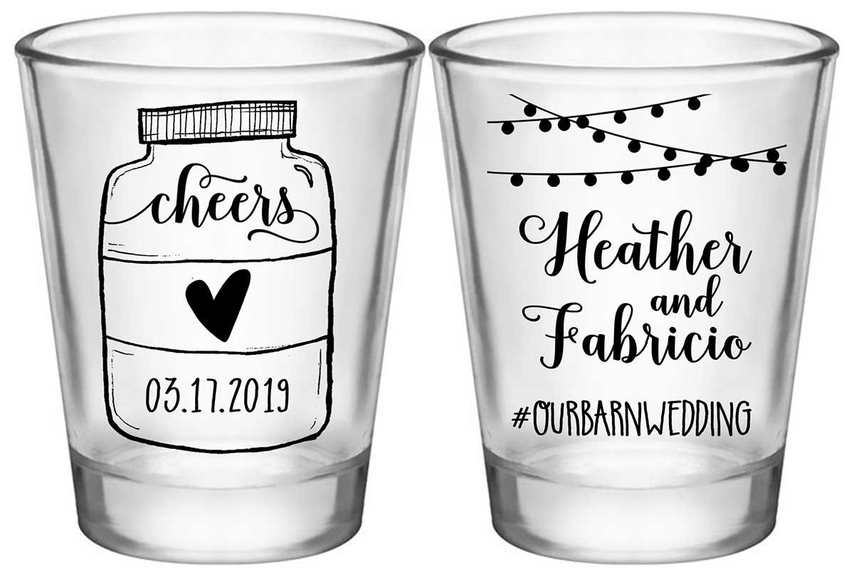 Cheers 3A2 Mason Jar Standard 1.75oz Clear Shot Glasses Personalized Wedding Gifts for Guests