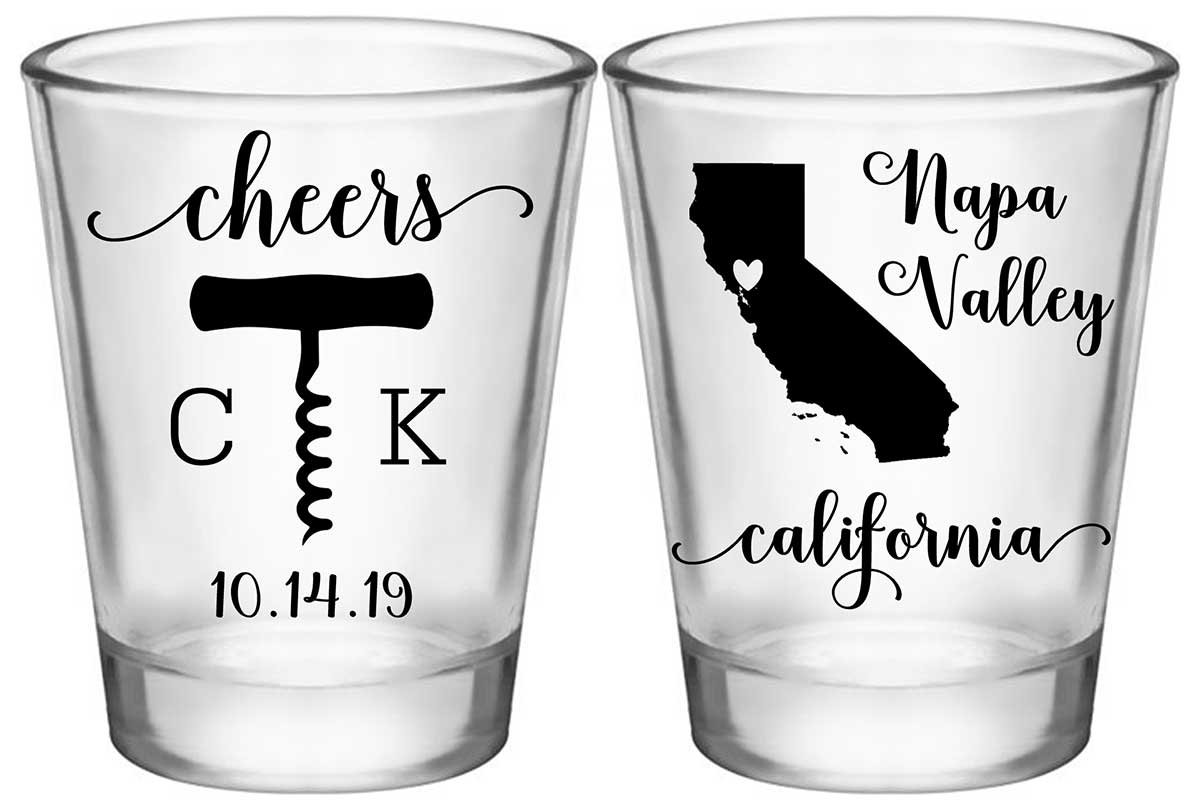 Cheers 5A2 Any Map Standard 1.75oz Clear Shot Glasses Personalized Wedding Gifts for Guests
