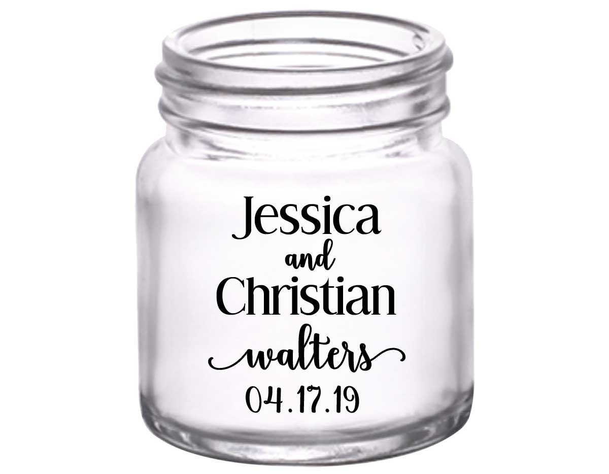 Classic Wedding Design 1A 2oz Mini Mason Shot Glasses Personalized Wedding Gifts for Guests