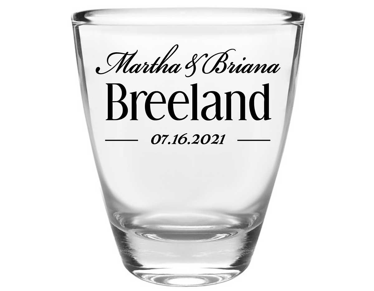 Classic Wedding Design 3A Clear 1oz Round Barrel Shot Glasses Personalized Wedding Gifts for Guests