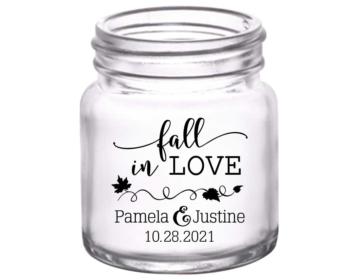 Fall In Love 1A 2oz Mini Mason Shot Glasses Autumn Wedding Gifts for Guests