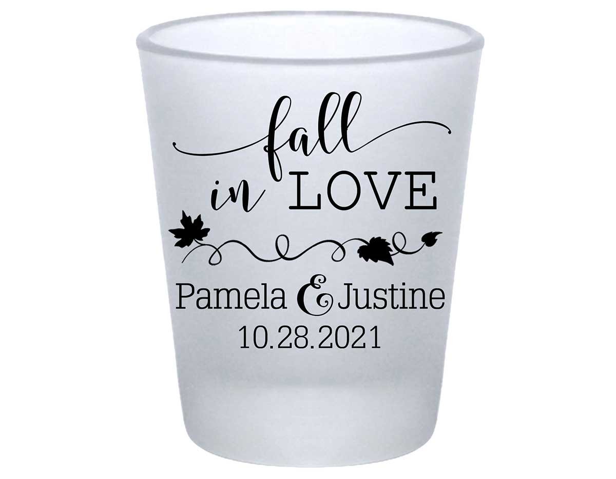 Fall In Love 1A Standard 1.75oz Frosted Shot Glasses Autumn Wedding Gifts for Guests