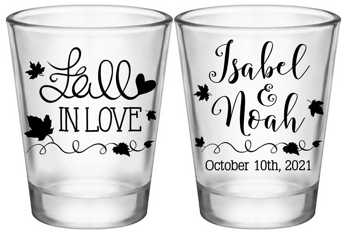 Fall In Love 3B2 Standard 1.75oz Clear Shot Glasses Autumn Wedding Gifts for Guests