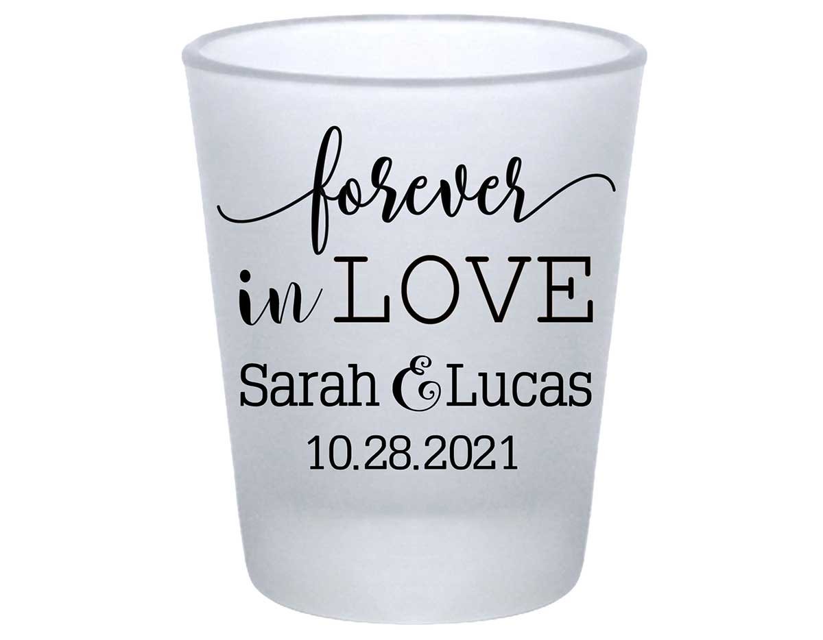 Forever In Love 1A Standard 1.75oz Frosted Shot Glasses Romantic Wedding Gifts for Guests