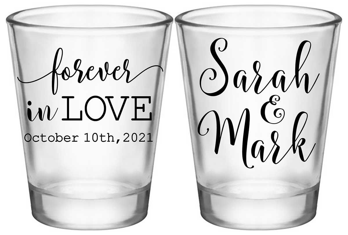 Forever In Love 1A2 Standard 1.75oz Clear Shot Glasses Romantic Wedding Gifts for Guests
