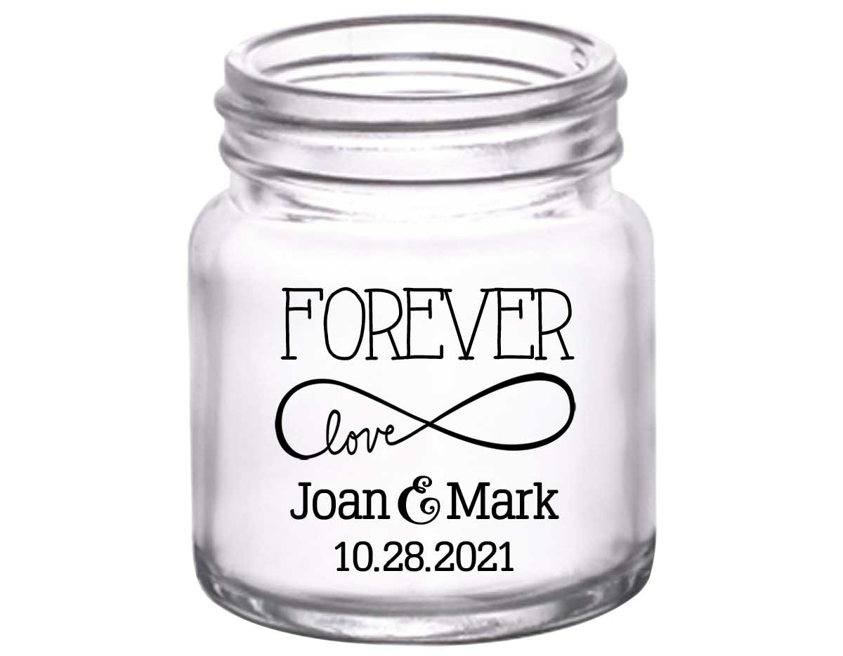 Forever Love 2A 2oz Mini Mason Shot Glasses Romantic Wedding Gifts for Guests