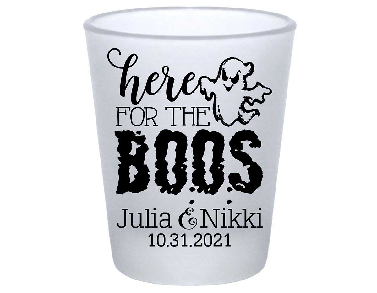 Here For The Boos 1A Standard 1.75oz Frosted Shot Glasses Halloween Wedding Gifts for Guests