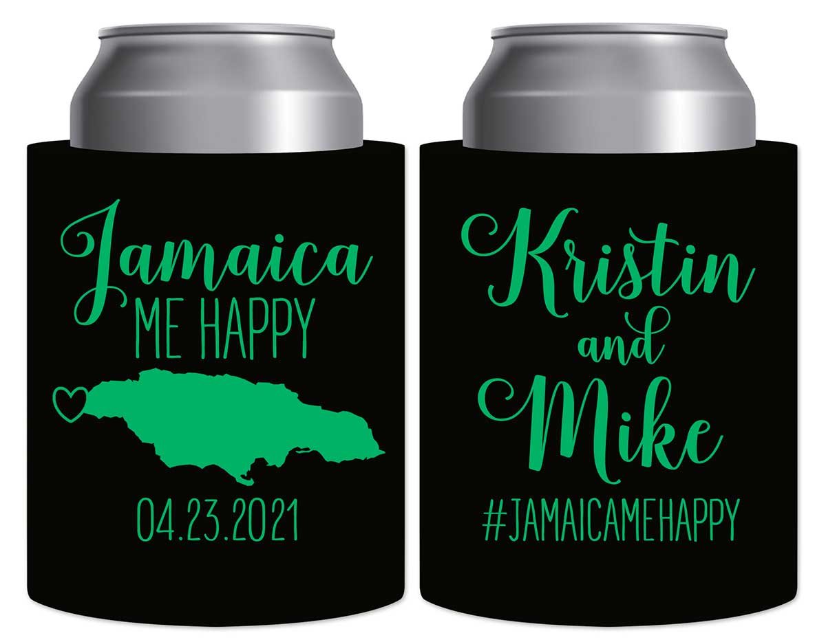 Jamaica Me Happy 1A Thick Foam Can Koozies Destination Wedding Gifts for Guests