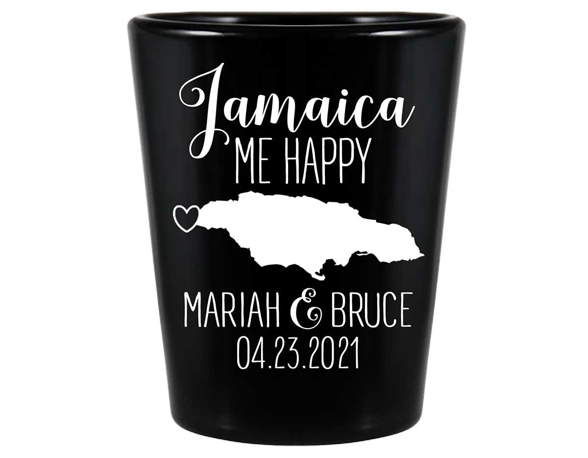 Jamaica Me Happy 1A Standard 1.5oz Black Shot Glasses Destination Wedding Gifts for Guests