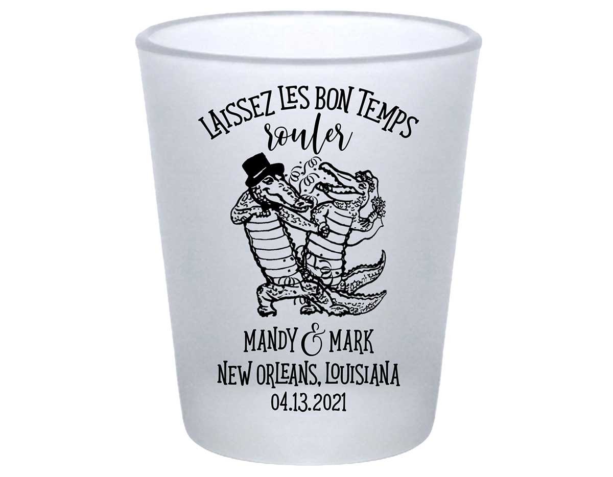 Laissez Les Bon Temps Rouler 1A Standard 1.75oz Frosted Shot Glasses New Orleans Wedding Gifts for Guests