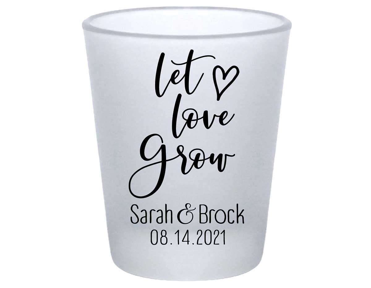 Let Love Grow 1A Standard 1.75oz Frosted Shot Glasses Spring Wedding Gifts for Guests