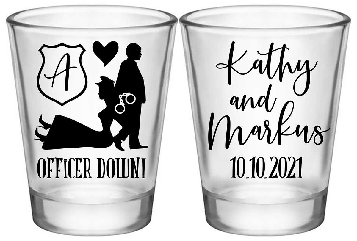 Officer Down 1B2 Policewoman Wedding Standard 1.75oz Clear Shot Glasses Cop Wedding Gifts for Guests