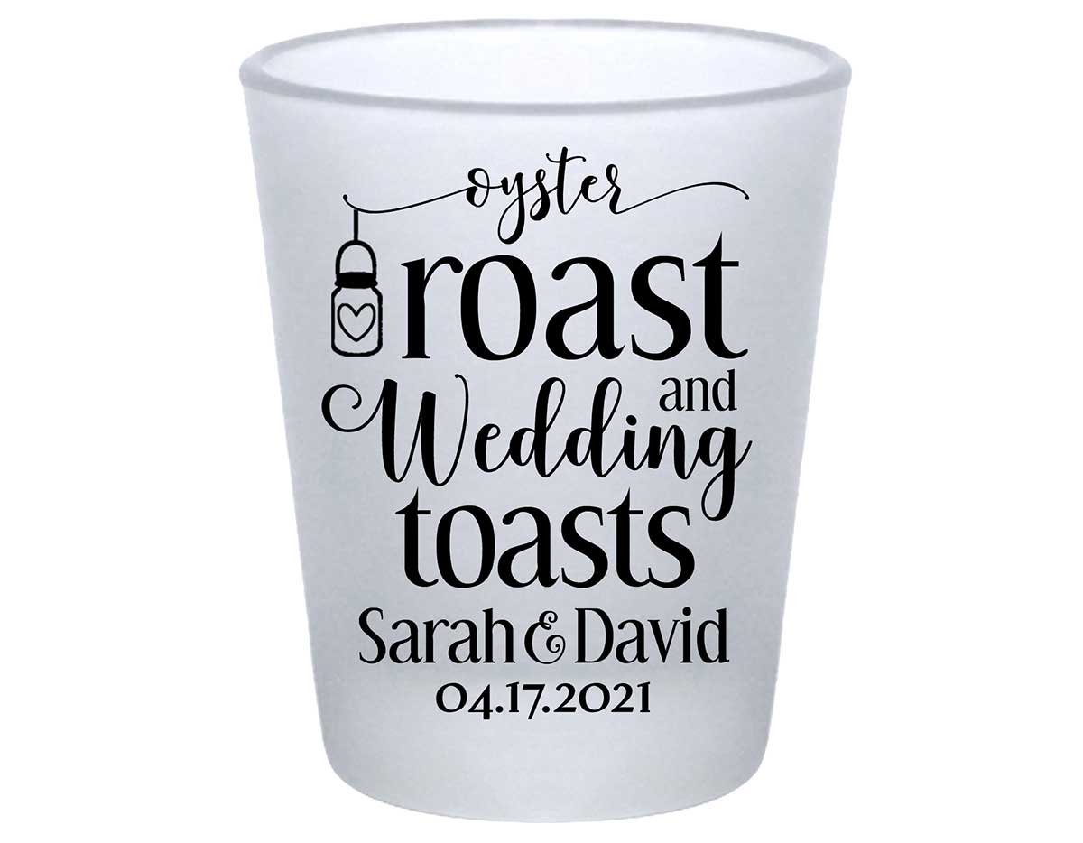 Oyster Roast & Wedding Toasts 1A Standard 1.75oz Frosted Shot Glasses Rustic Wedding Gifts for Guests