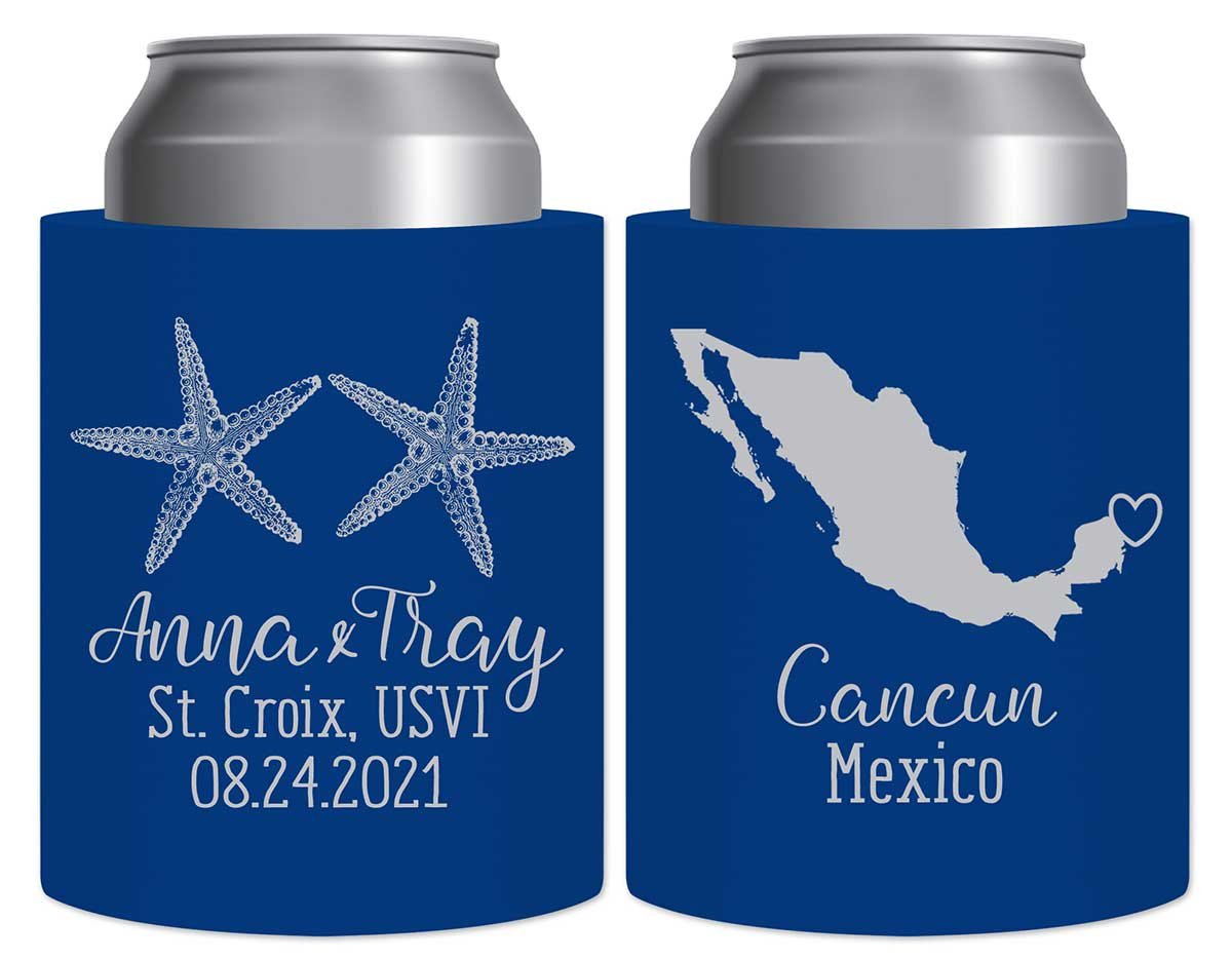 Starfish 1A Any Map Thick Foam Can Koozies Beach Wedding Gifts for Guests