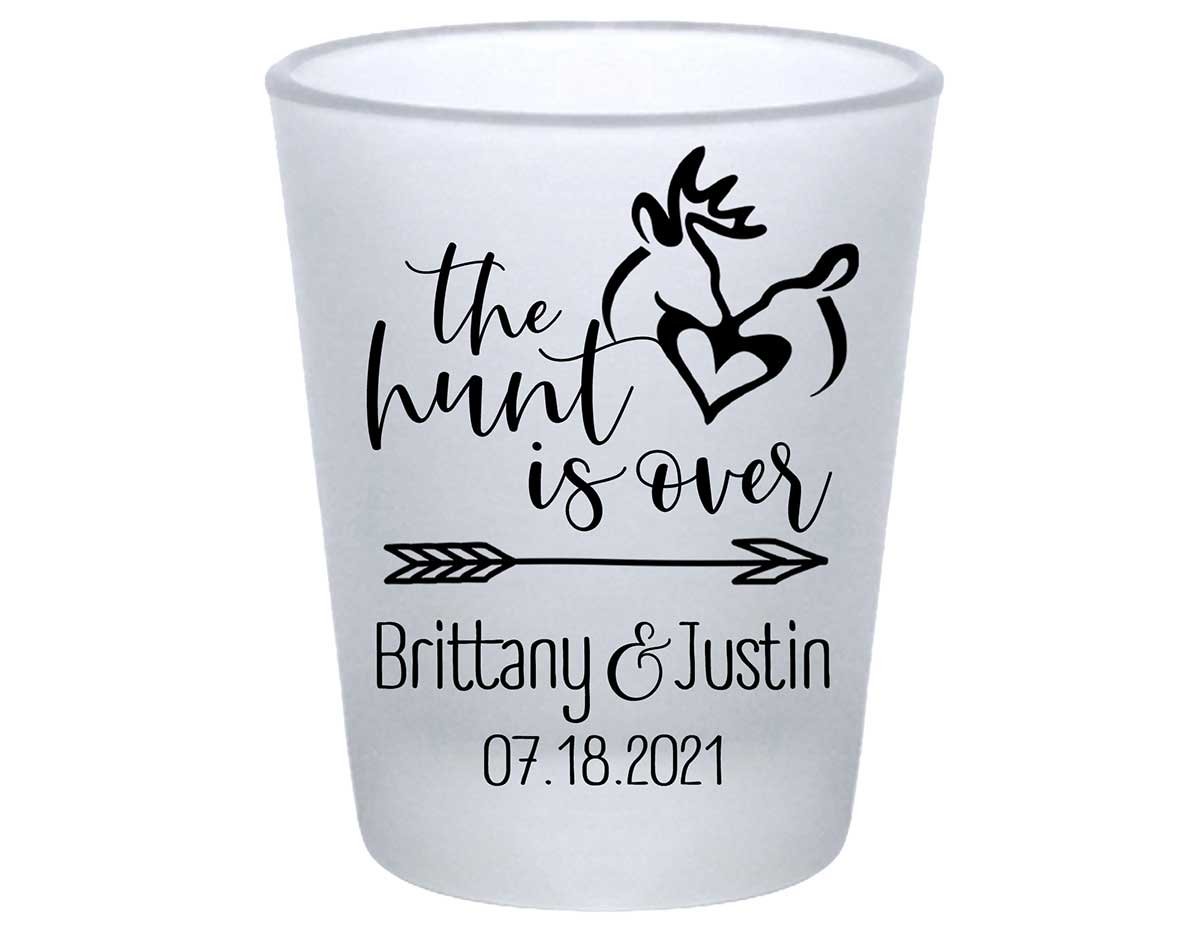 The Hunt Is Over 2A Standard 1.75oz Frosted Shot Glasses Country Wedding Gifts for Guests