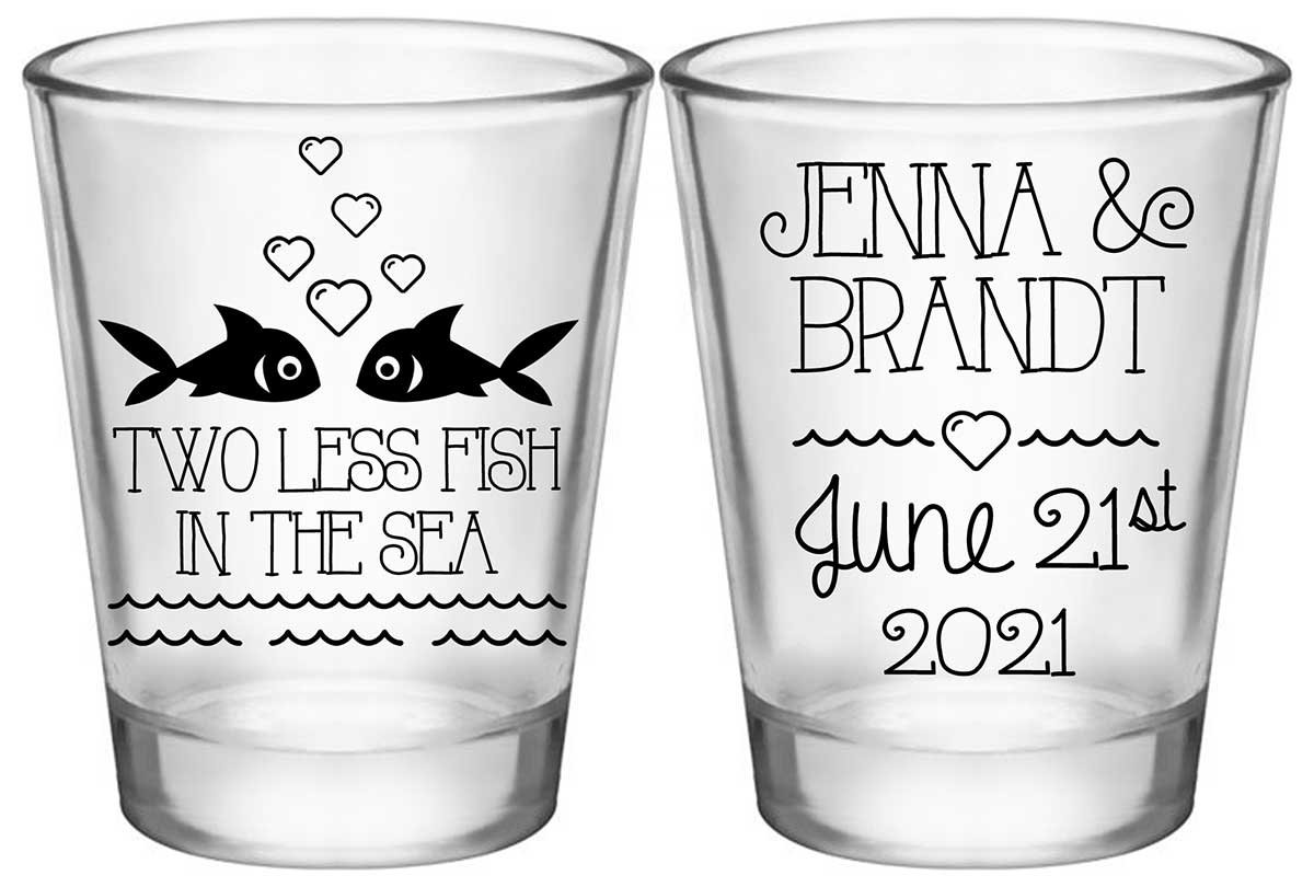 Two Less Fish In The Fish 2A2 Standard 1.75oz Clear Shot Glasses Nautical Wedding Gifts for Guests