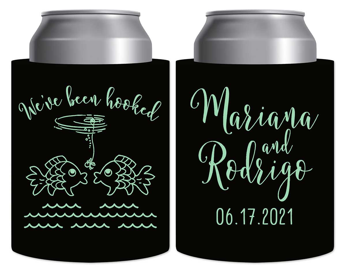 We've Been Hooked 1A Thick Foam Can Koozies Nautical Wedding Gifts for Guests