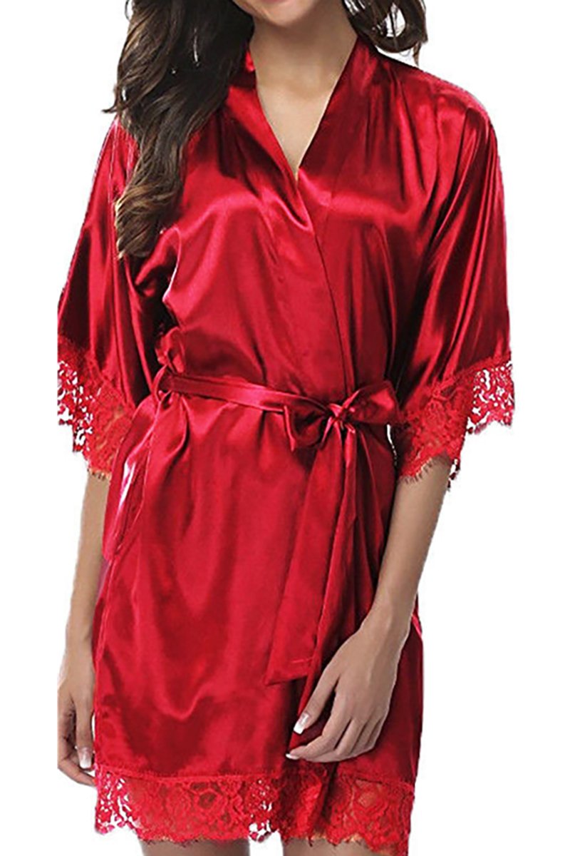 Red Ice Silk Sexy Loose Robe